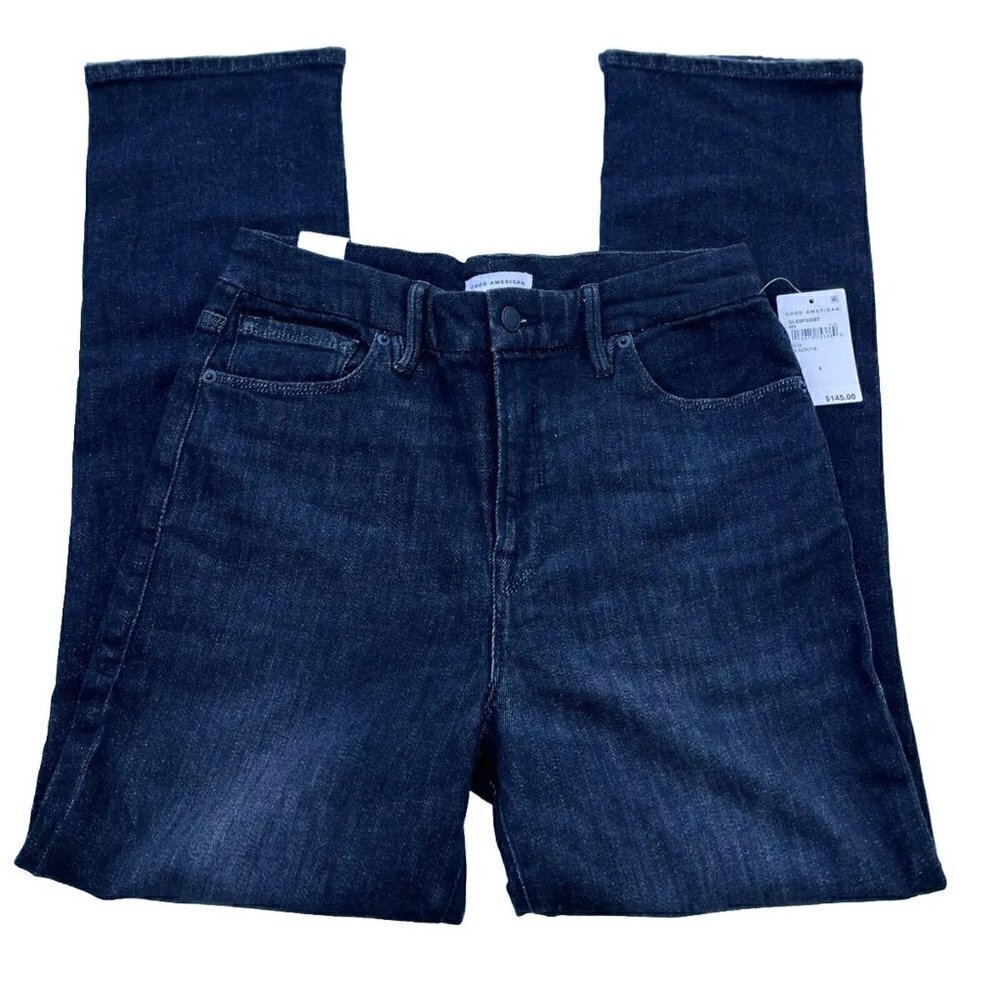 Good American Black Denim Good Legs Straight Cashmere Jeans